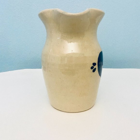 Vintage Marshall Pottery Pitcher Beige Blue Heart Design SR Potter L Houston - Picture 3 of 10